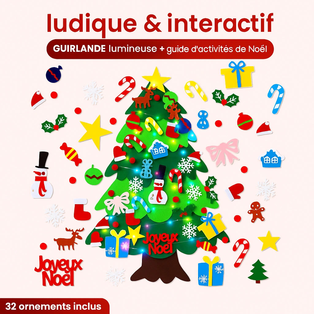 FluffyTree™ | Sapin de Noël en Feutrine Interactif pour Enfants