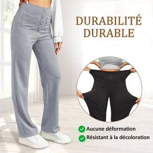 đ„50% de rĂ©ductionđ„Haute Ă©lasticitĂ© - Pantalon dĂ©contractĂ© Ă jambe droite et taille haute