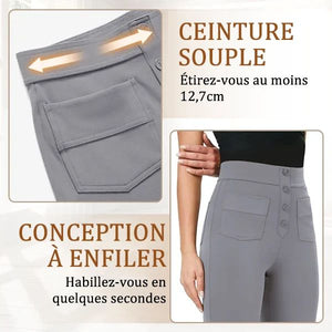 đ„50% de rĂ©ductionđ„Haute Ă©lasticitĂ© - Pantalon dĂ©contractĂ© Ă jambe droite et taille haute