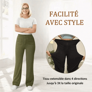 đ„50% de rĂ©ductionđ„Haute Ă©lasticitĂ© - Pantalon dĂ©contractĂ© Ă jambe droite et taille haute