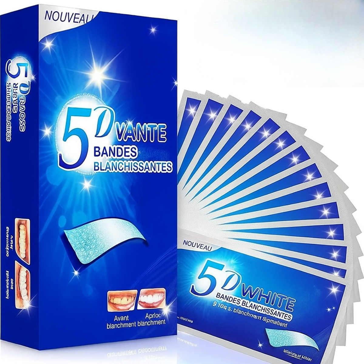 Bandes Blanchissantes Dentaires 5D White LumiJetta™ – Un Sourire Éclatant en Quelques Jours