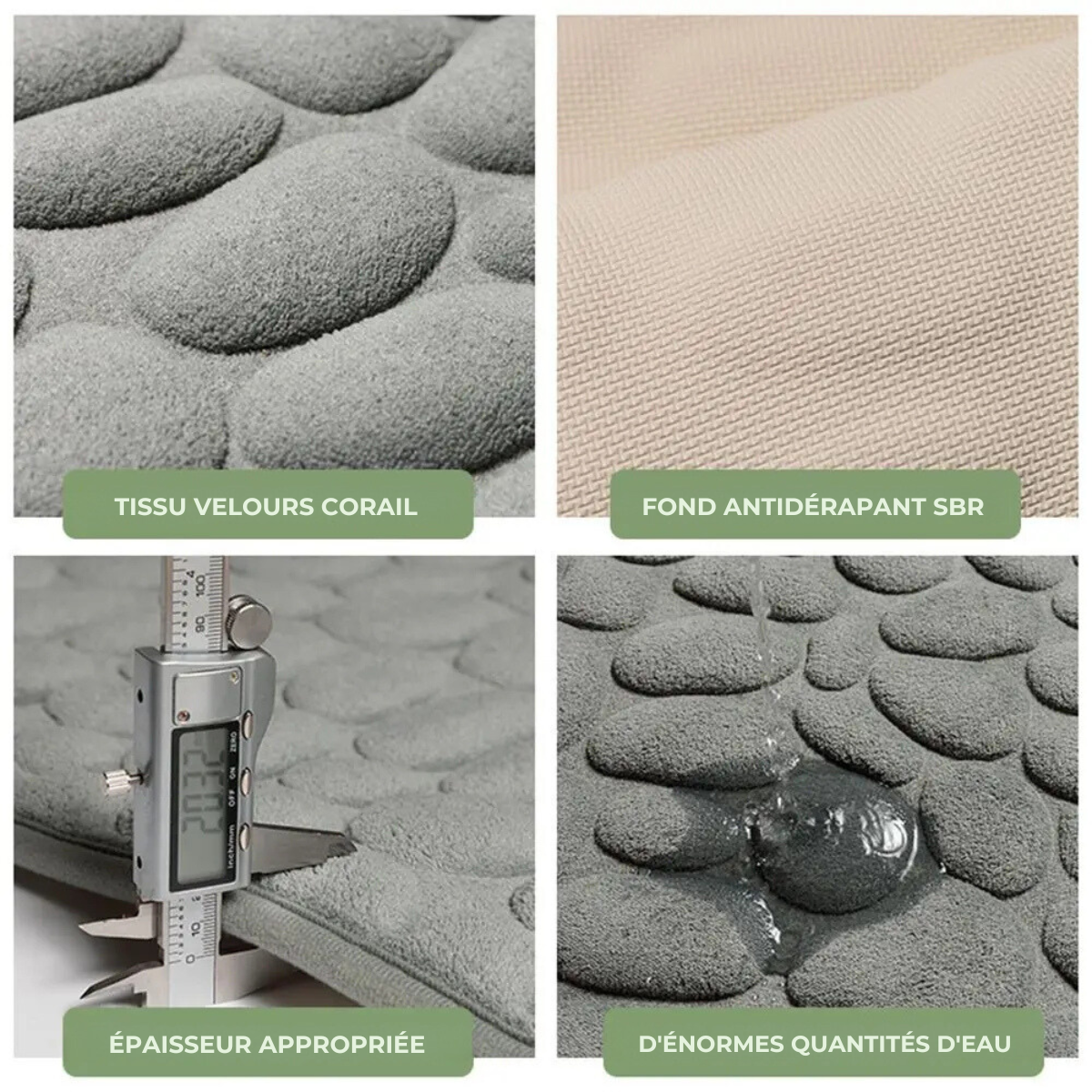 Tapis Antidérapants avec Absorption d'Eau