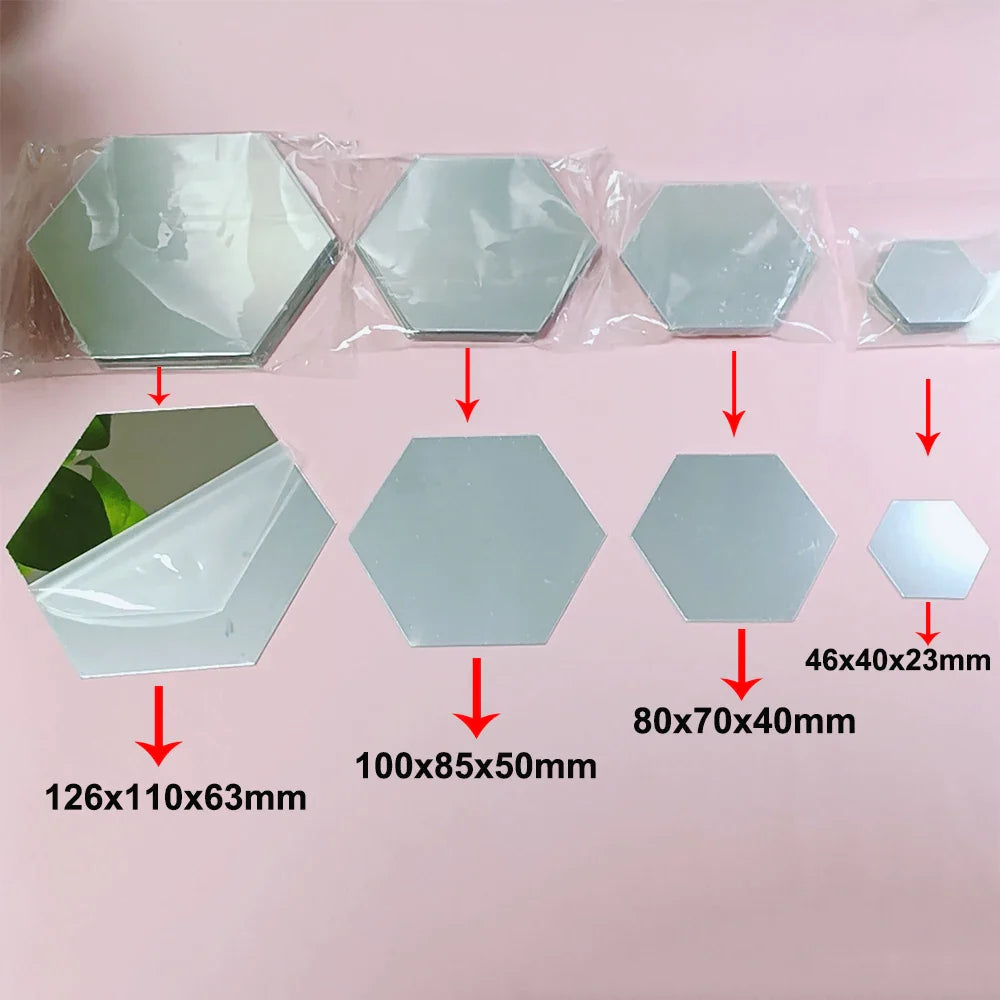 6/12PCS DIY 3D Mirror Wall Stickers Hexagon Home Decor Mirror Decor Sticker Mural Removable Living-Room Decal Art Ornament Hot