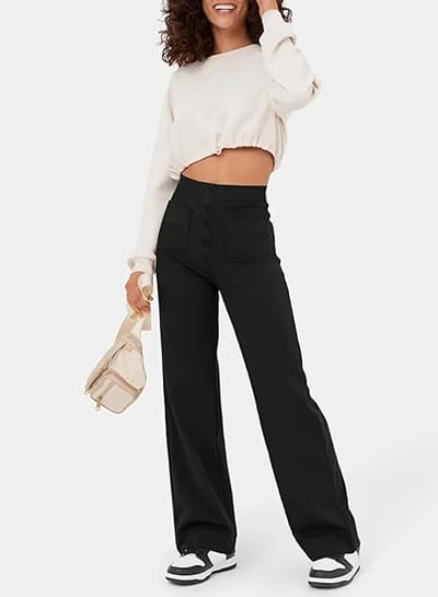 đ„50% de rĂ©ductionđ„Haute Ă©lasticitĂ© - Pantalon dĂ©contractĂ© Ă jambe droite et taille haute