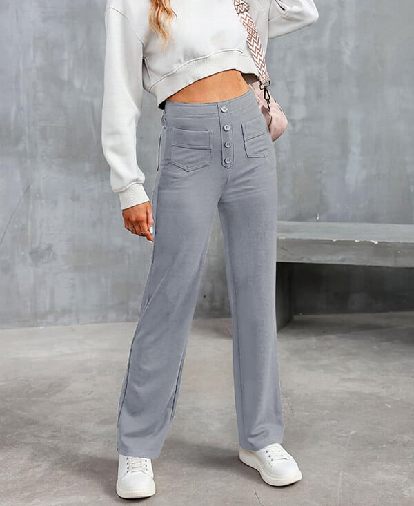 đ„50% de rĂ©ductionđ„Haute Ă©lasticitĂ© - Pantalon dĂ©contractĂ© Ă jambe droite et taille haute