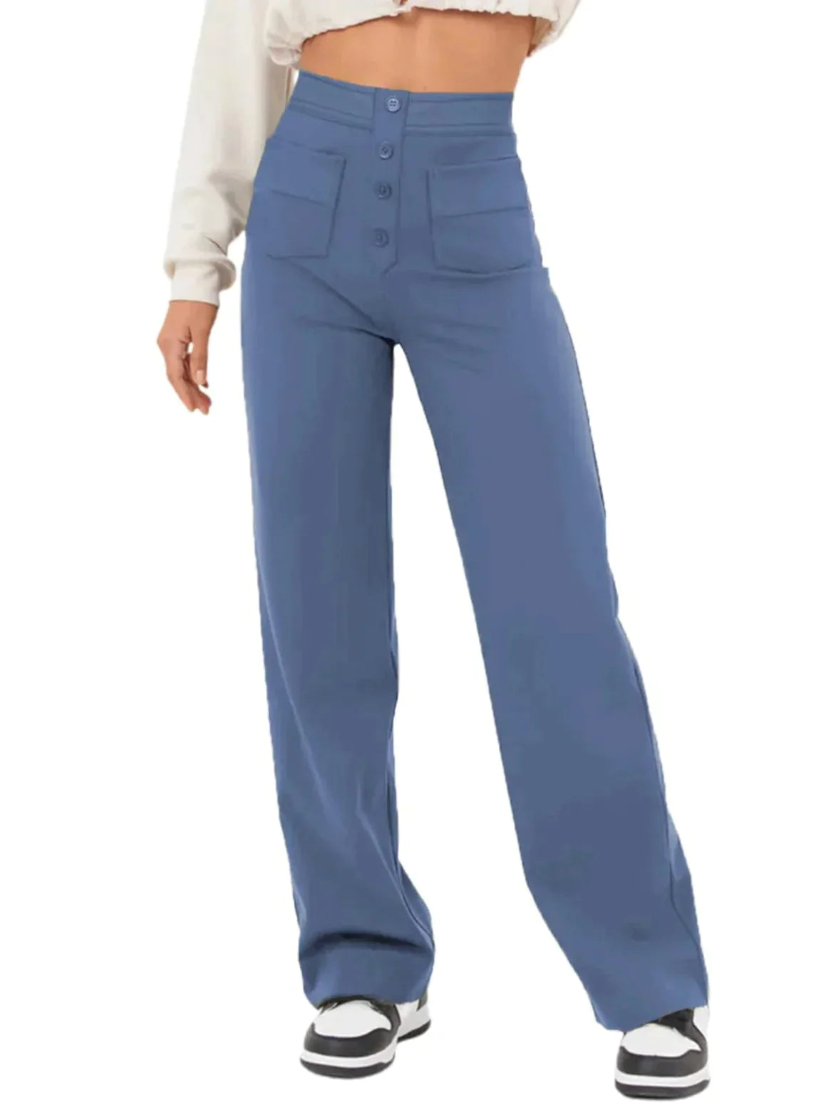 đ„50% de rĂ©ductionđ„Haute Ă©lasticitĂ© - Pantalon dĂ©contractĂ© Ă jambe droite et taille haute