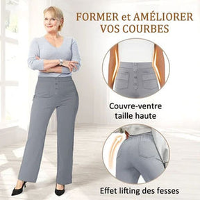 🔥50% de réduction🔥Haute élasticité - Pantalon décontracté à jambe droite et taille haute