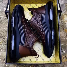 Chaussures de loisirs italiennes en crocodile imprimé avec coussin d'air pour hommes - JettaCroc™